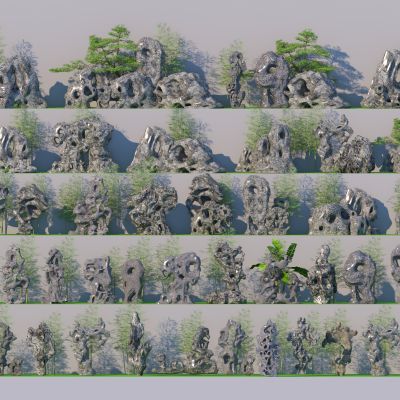 新中式太湖石3D模型