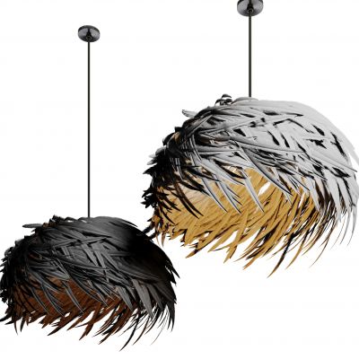 现代羽毛吊灯组合 羽毛灯 艺术吊灯 鸟巢灯