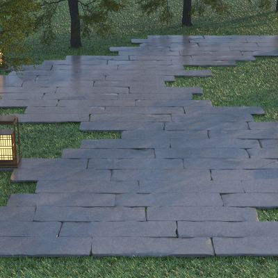 新中式石板路_汀步3D模型