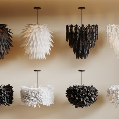 现代吊灯组合 艺术羽毛吊灯