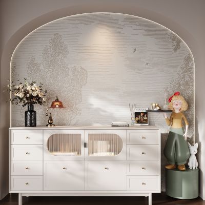 中古玄关柜 装饰摆件 装饰画 花瓶 落地灯