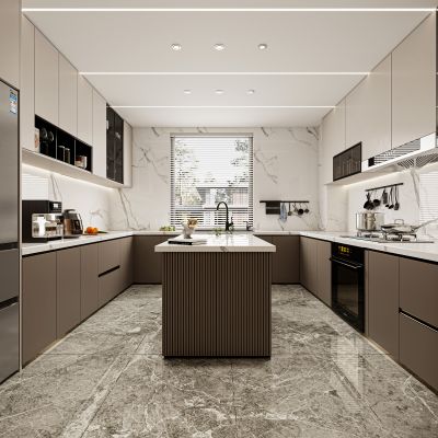 现代厨房，厨房，橱柜