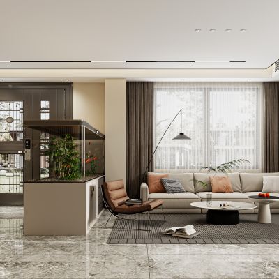 现代客厅，客厅，沙发，背景墙