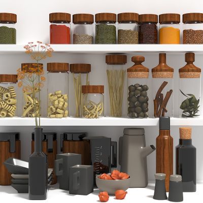 现代玻璃瓶食品调料组合