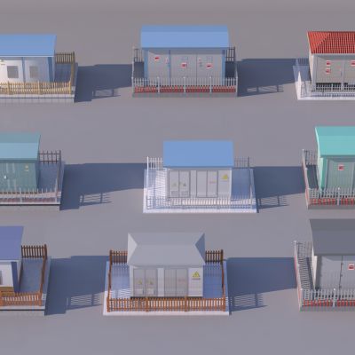 现代配电房组合3D模型