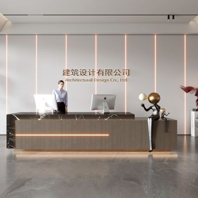 现代公司前台 背景墙 接待区 吧台  接待台 服务台 大厅 简约 大堂