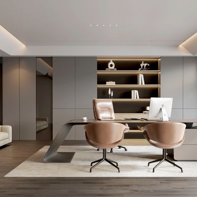 现代办公室 经理 办公桌椅 办公沙发 办公椅 书柜 地毯 装饰柜 卷帘