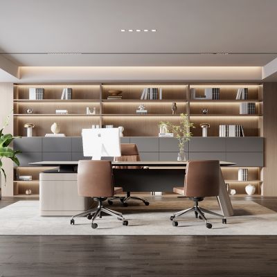 现代办公室 经理 办公桌椅 办公沙发 办公椅 书柜 地毯 装饰柜 卷帘