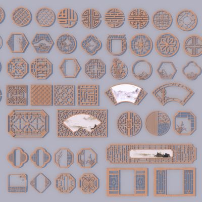 新中式窗花3D模型