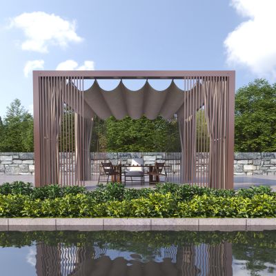 现代户外廊架3D模型