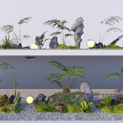 现代庭院植物组合3D模型