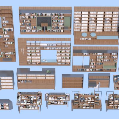 现代书柜3D模型
