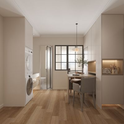 现代奶油风客餐厅