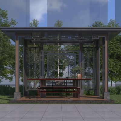 新中式休闲景观亭子3D模型