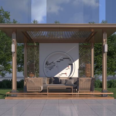 新中式休闲景观亭子3D模型