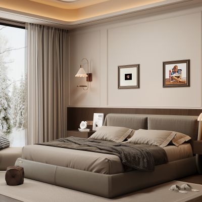 现代家居卧室 双人床 主卧 饰品摆件