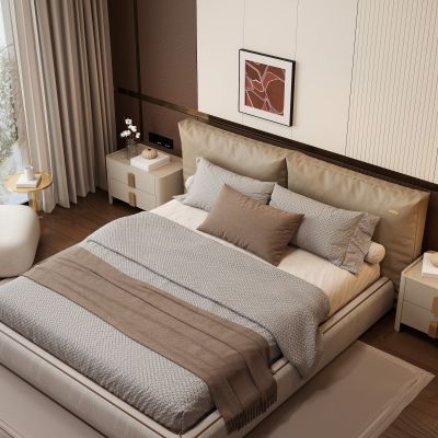 现代家居卧室 双人床 主卧 饰品摆件