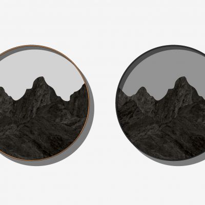 新中式装饰画摆件儿山水装饰画禅意圆形装饰画挂画