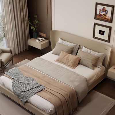 现代家居卧室 双人床 主卧 饰品摆件