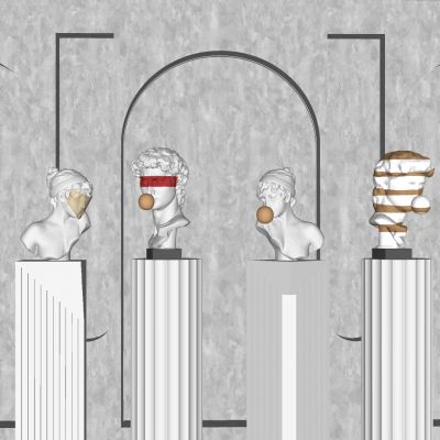 石膏人物雕塑欧式雕像摆件艺术装饰品罗马柱大卫头像艺术品摆件儿室内摆件儿石膏头像