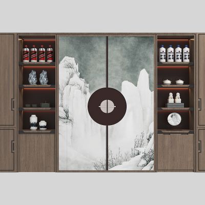 新中式酒柜背景