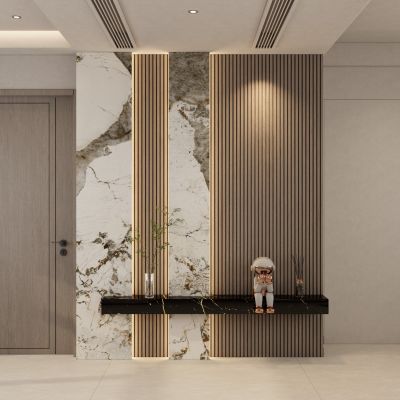 轻奢奶油风入户造型玄关