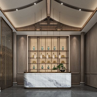 新中式售楼处接待台