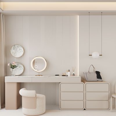 现代梳妆台 化妆台 摆件 化妆镜