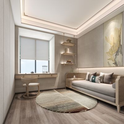 新中式卧室床品组合