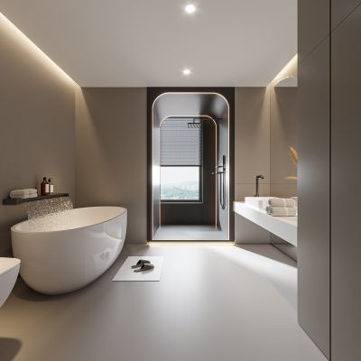 现代卫生间 浴室柜 洗脸盆 镜柜 浴缸 淋浴 玻璃