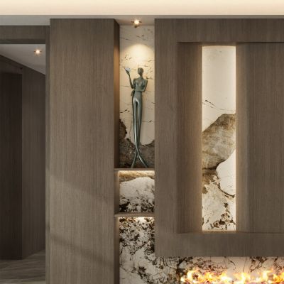 轻中式轻奢风入户岩板隔断玄关