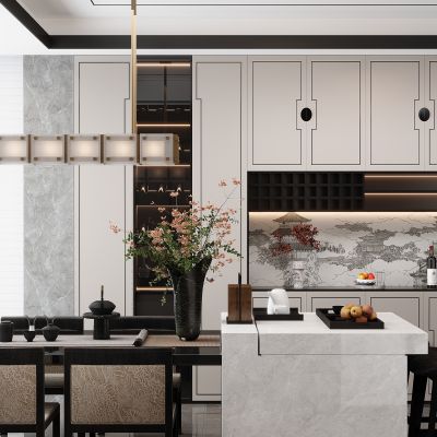 新中式餐厅 餐边柜 酒柜 装饰柜