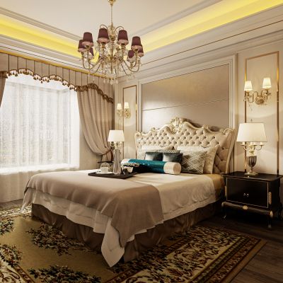 欧式卧室，简欧卧室，卧室