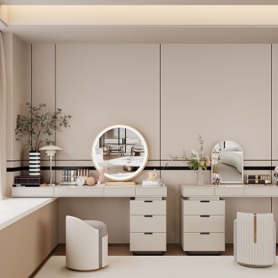 现代梳妆台 化妆台 摆件 化妆镜