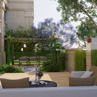 现代庭院景观 花园阳台景观