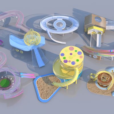 现代户外儿童滑梯3D模型