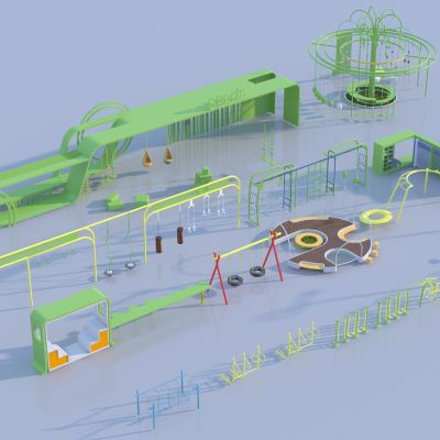 现代儿童游乐器材 游乐场 秋千3D模型