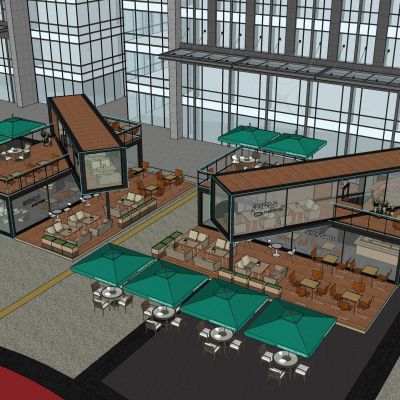 集装箱建筑集装箱餐厅可移动建筑咖啡厅酒吧露台户外餐厅户外家具吧台遮阳伞星巴克