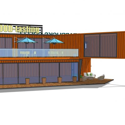 集装箱餐厅可移动建筑餐车户外桌椅遮阳伞摆件雕塑移动花箱咖啡厅酒吧