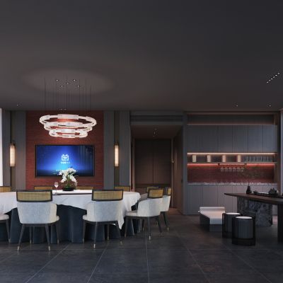 现代风格餐厅包间_装饰柜_摆件_装饰品_陶瓷_茶桌组合_绿植08