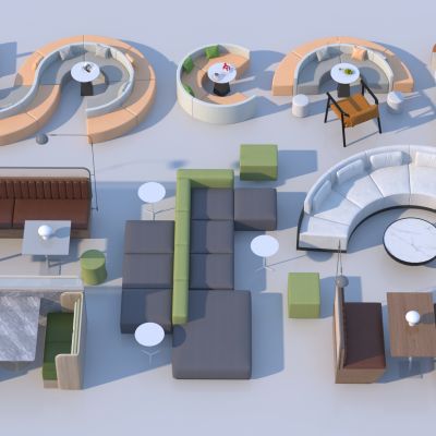现代卡座沙发3D模型