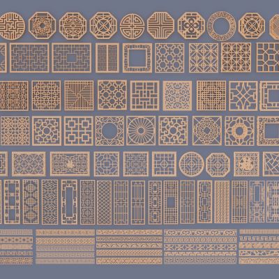 新中式镂花窗3D模型