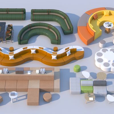 现代卡坐沙发3D模型