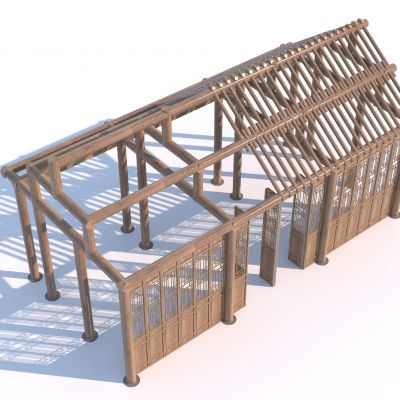 中式古建筑框架3D模型