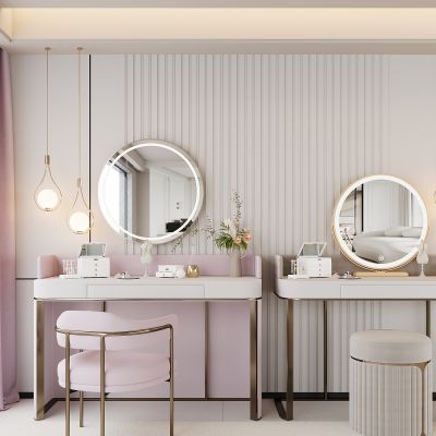 现代梳妆台 化妆台 摆件 化妆镜