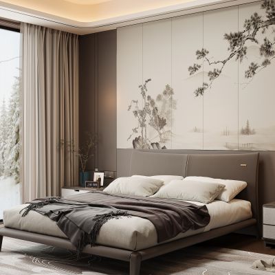 现代家居卧室 双人床 主卧 饰品摆件