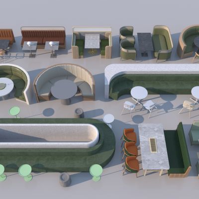 现代卡座沙发3D模型