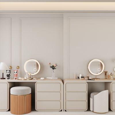 现代梳妆台 化妆台 摆件 化妆镜