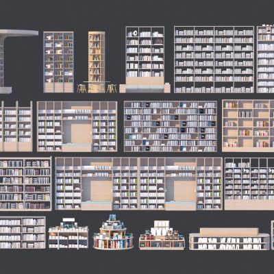 现代书柜 书架组合3D模型