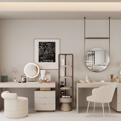 现代梳妆台 化妆台 摆件 化妆镜